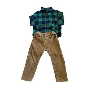 Zara Baby Boy Plaid And Corduroy Outfit